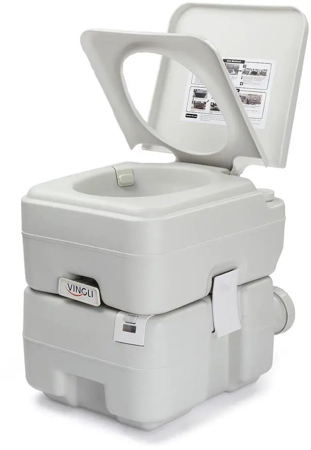 Main image of VINGLI Portable 5.8 Gallon Camping Toilet w/Carrying Bag,Large Capacity Tank for Camping,Boat/Truck (White, 5.3 Gallon)