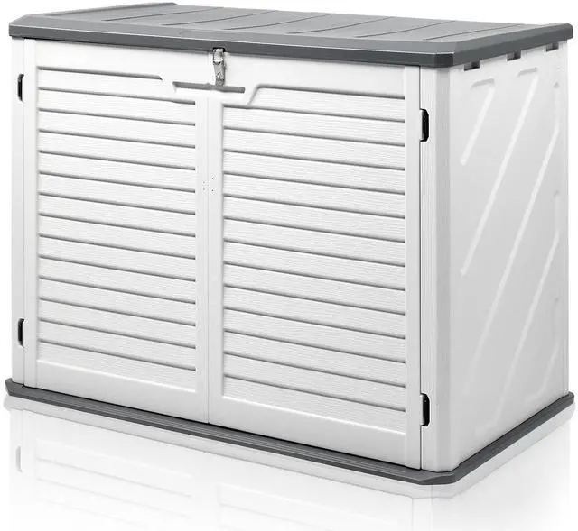 Main image of VINGLI Outdoor Storage Shed, Resin Storage Cabinet with Lockable Design, Weatherproof Tool Shed with HDPE Material, Resin Deck Box for Garden Tools, Pool Equipment, Garbage Cans, White (31.5 Cu.ft)