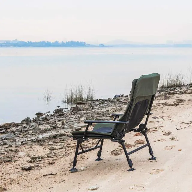 Alt view image 2 of 7 - VINGLI Heavy Duty Fishing Chair with Footrest Support 440 LBS, Oversized Camping Chairs with 160° Adjustable High Back, Beach Chair for Outdoors/Yard/Forest
