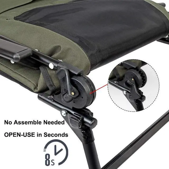 Alt view image 5 of 7 - VINGLI Heavy Duty Fishing Chair with Footrest Support 440 LBS, Oversized Camping Chairs with 160° Adjustable High Back, Beach Chair for Outdoors/Yard/Forest