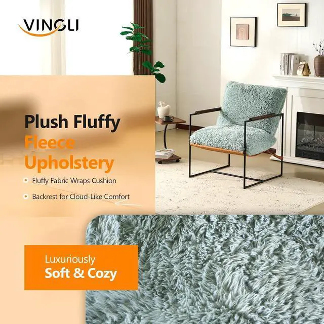 Alt view image 4 of 7 - VINGLI 28" Wide Plush Upholstery Sling Modern Accent Chairs Set of 2,Reading Armchair with Removable Seat Cushion & Tan Microfiber Seat Base, Lazy Chair for Bedroom & Lounge,Pale Turquoise
