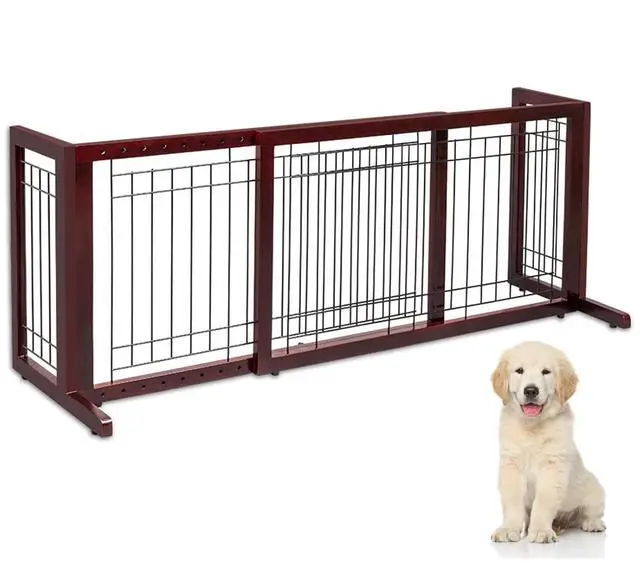 Main image of VINGLI Dog Gate for Stairs Free Standing Pet Gate for Driveway, Solid Wood Puppy Doggie Gates for Indoors Adjustable from 40" to 71" Wide