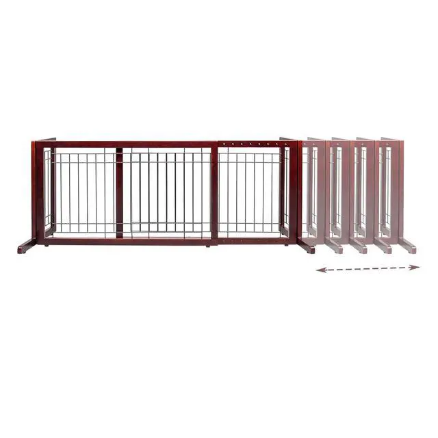Alt view image 4 of 7 - VINGLI Dog Gate for Stairs Free Standing Pet Gate for Driveway, Solid Wood Puppy Doggie Gates for Indoors Adjustable from 40" to 71" Wide