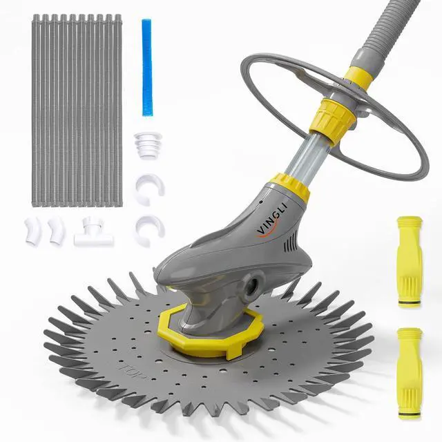 Main image of VINGLI Automatic Pool Cleaner,Suction Pool Vacuum with 33 FT Hoses | Versatile for above-ground & inground pools, powerful suction climbs walls & floors, 33FT hoses included