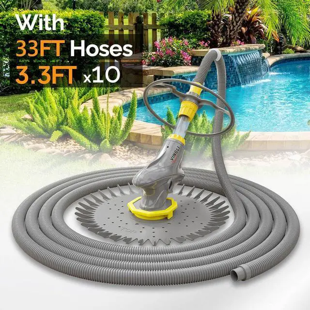 Alt view image 4 of 7 - VINGLI Automatic Pool Cleaner,Suction Pool Vacuum with 33 FT Hoses | Versatile for above-ground & inground pools, powerful suction climbs walls & floors, 33FT hoses included