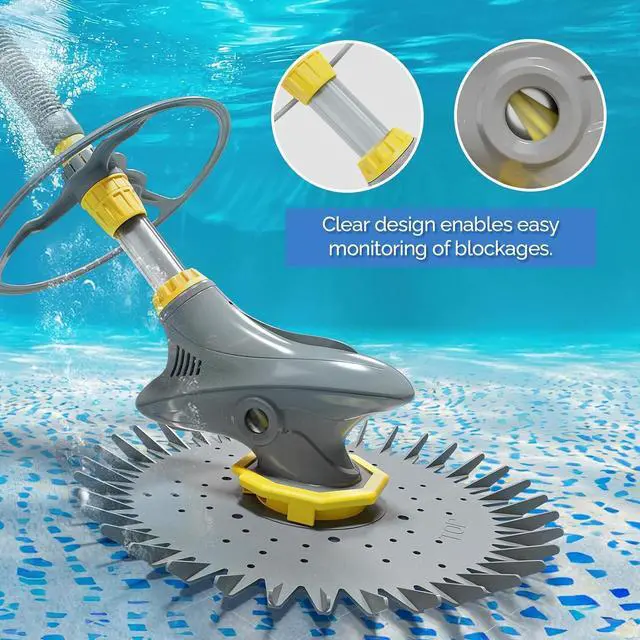 Alt view image 5 of 7 - VINGLI Automatic Pool Cleaner,Suction Pool Vacuum with 33 FT Hoses | Versatile for above-ground & inground pools, powerful suction climbs walls & floors, 33FT hoses included