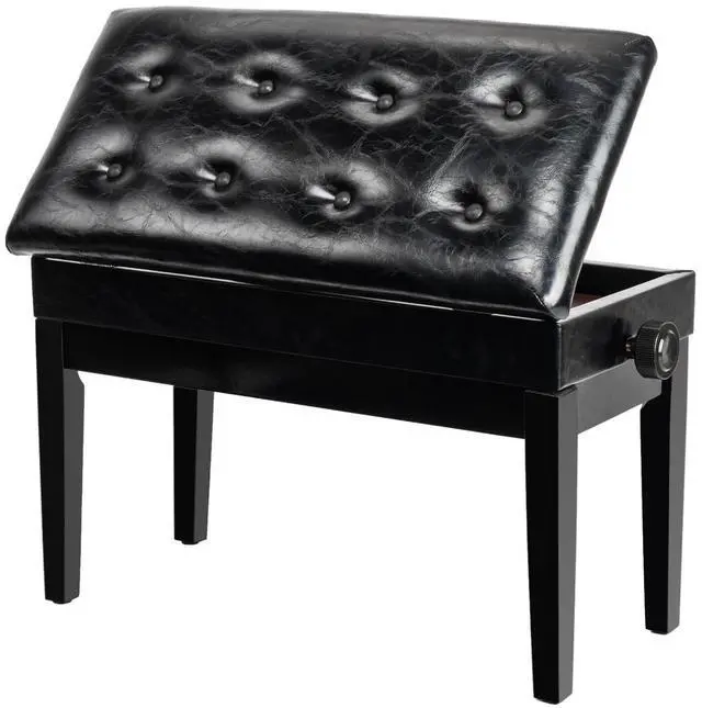 Main image of Bonnlo Adjustable Duet Piano Bench with Storage Faux Leather Seat | Wood Frame, Faux Leather Cushion, Adjustable Height, Hidden Storage, Seats 2 Players, Ideal For Piano And Keyboard