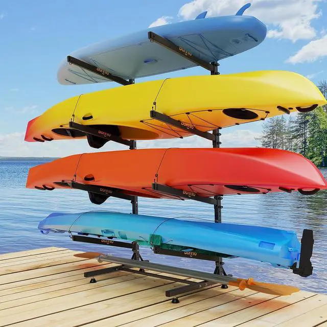 Main image of Bonnlo Kayak Storage Rack, Adjustable Heavy Duty Kayak Rack for Kayaks Paddle Boards, Kayak Paddle Holder for Garage, Spacesaver, Gentle on Padding, Boat Organizer