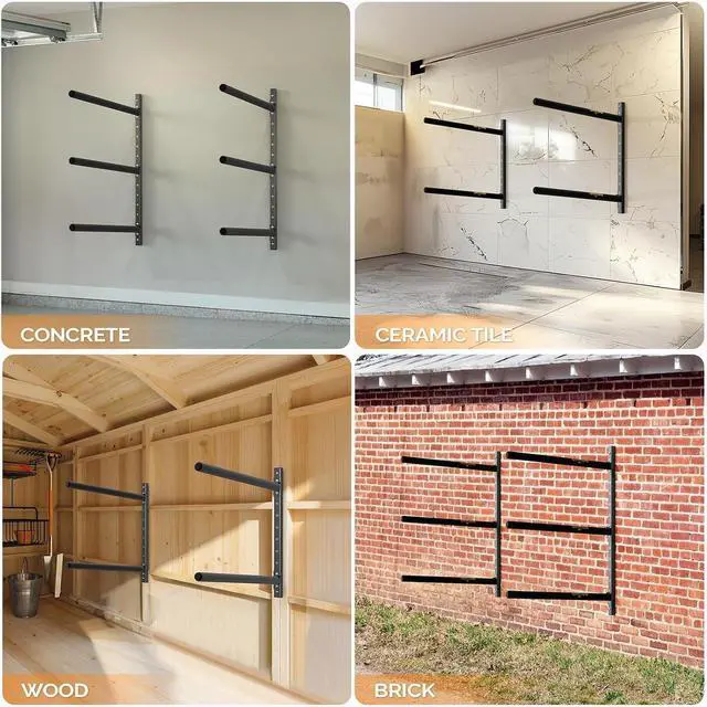 Alt view image 6 of 7 - Bonnlo Kayak Storage Rack, Adjustable Heavy Duty Kayak Rack for Kayaks Paddle Boards, Kayak Paddle Holder for Garage, Spacesaver, Gentle on Padding, Boat Organizer