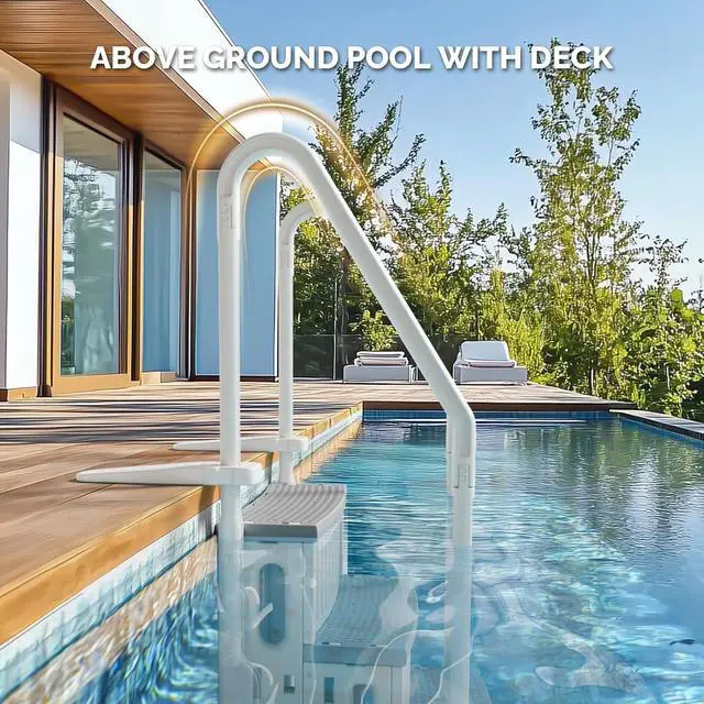 Alt view image 2 of 7 - VINGLI Pool Ladder for Above Ground Pools 4-Step, Safety Stair - Full Gray | Pool step for above ground pools, sturdy handrails secure entry & exit, durable rust-resistant material, 400 capacity