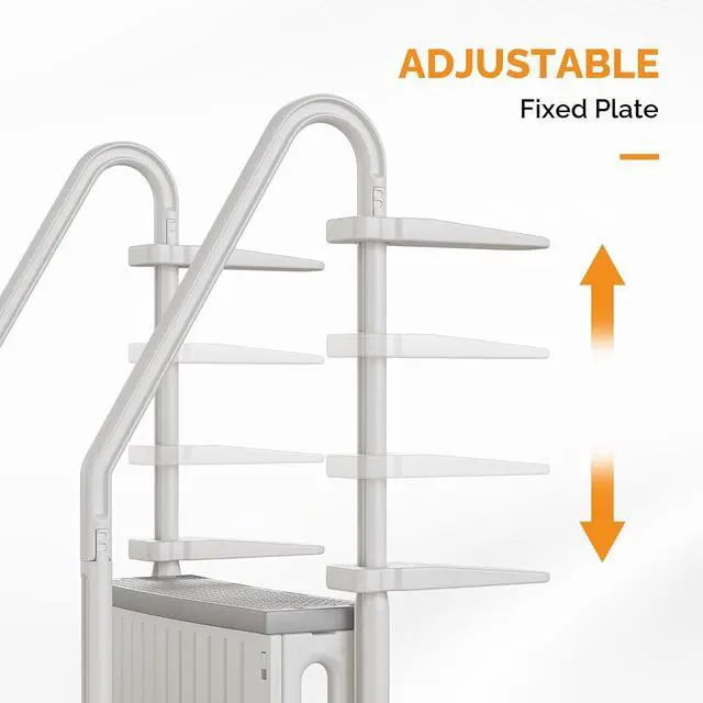 Alt view image 4 of 7 - VINGLI Pool Ladder for Above Ground Pools 4-Step, Safety Stair - Full Gray | Pool step for above ground pools, sturdy handrails secure entry & exit, durable rust-resistant material, 400 capacity