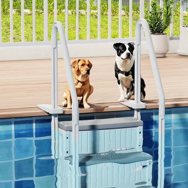 Alt view image 7 of 7 - VINGLI Pool Ladder for Above Ground Pools 4-Step, Safety Stair - Full Gray | Pool step for above ground pools, sturdy handrails secure entry & exit, durable rust-resistant material, 400 capacity