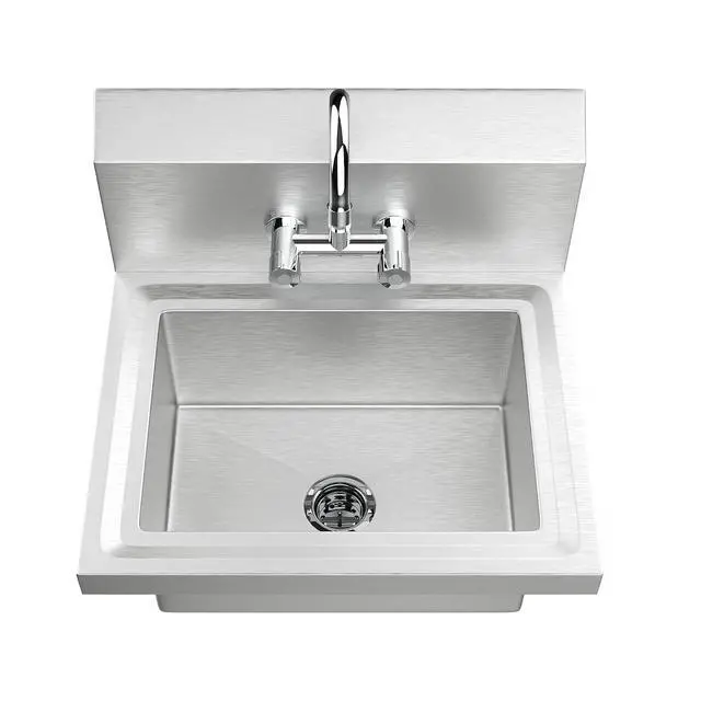 Alt view image 7 of 7 - Bonnlo Upgraded Commercial Hand Wash Sink Stainless Steel Prep/ Bar Sinks - Wall Mount Utility Sink with Faucet, Heavy Duty Hand Washing Basin for Commercial Restaurant RV Kitchen, 17x 15 x 14