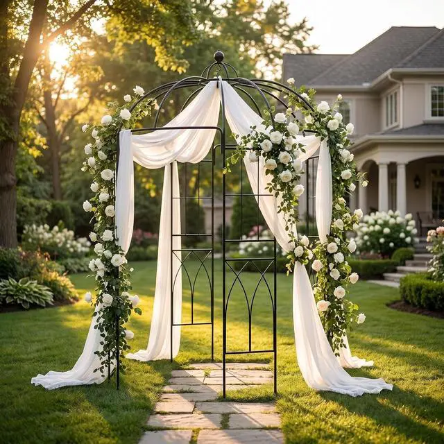 Alt view image 2 of 7 - Garden Arches Arbors Birdcage Shape,9' High x 6.8' Wide,Metal Pergola Pavilion Gazebo Enduring Iron Trellis Plants Support Use for Outdoor Garden Arbor Climbing Plants Wedding Arches Ceremony