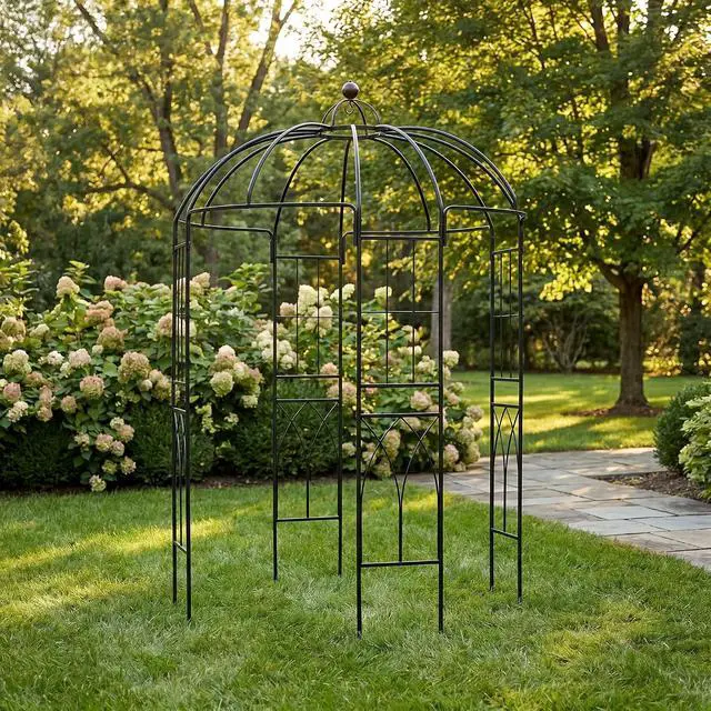 Alt view image 3 of 7 - Garden Arches Arbors Birdcage Shape,9' High x 6.8' Wide,Metal Pergola Pavilion Gazebo Enduring Iron Trellis Plants Support Use for Outdoor Garden Arbor Climbing Plants Wedding Arches Ceremony