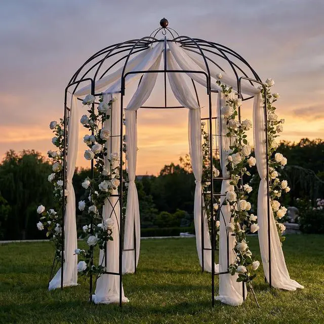 Alt view image 4 of 7 - Garden Arches Arbors Birdcage Shape,9' High x 6.8' Wide,Metal Pergola Pavilion Gazebo Enduring Iron Trellis Plants Support Use for Outdoor Garden Arbor Climbing Plants Wedding Arches Ceremony