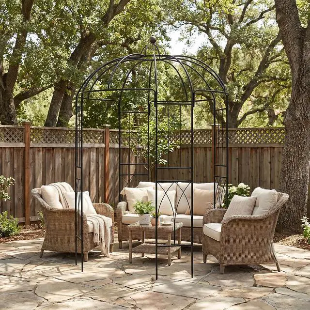 Alt view image 6 of 7 - Garden Arches Arbors Birdcage Shape,9' High x 6.8' Wide,Metal Pergola Pavilion Gazebo Enduring Iron Trellis Plants Support Use for Outdoor Garden Arbor Climbing Plants Wedding Arches Ceremony