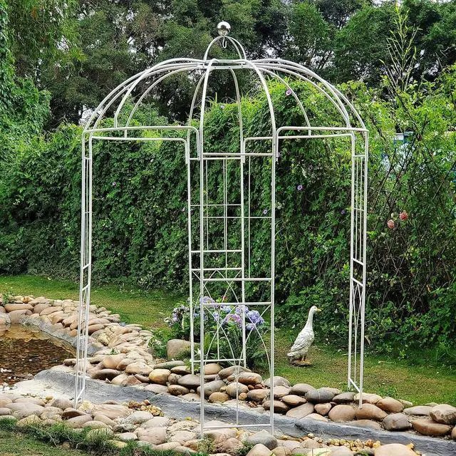 Main image of Birdcage Shape Garden Arches Arbors,9' High x 6.8' Wide,Metal Gazebo White Enduring Iron Trellis Plants Stand Use for Outdoor Garden Climbing Plants Wedding Arches Ceremony