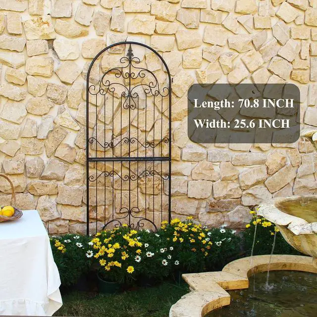 Alt view image 3 of 7 - Garden Trellis for Climbing Plants 70.8" H x 25.6" W Metal Wrought Iron Outdoor Wall Panel for Vines Flowers Elegant Accent Decorative Garden Structure