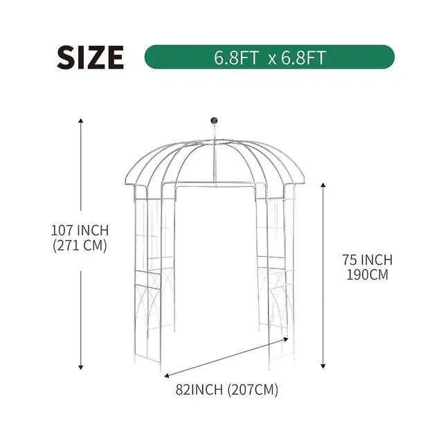Alt view image 5 of 7 - Birdcage Shape Garden Arches Arbors,9' High x 6.8' Wide,Metal Gazebo White Enduring Iron Trellis Plants Stand Use for Outdoor Garden Climbing Plants Wedding Arches Ceremony
