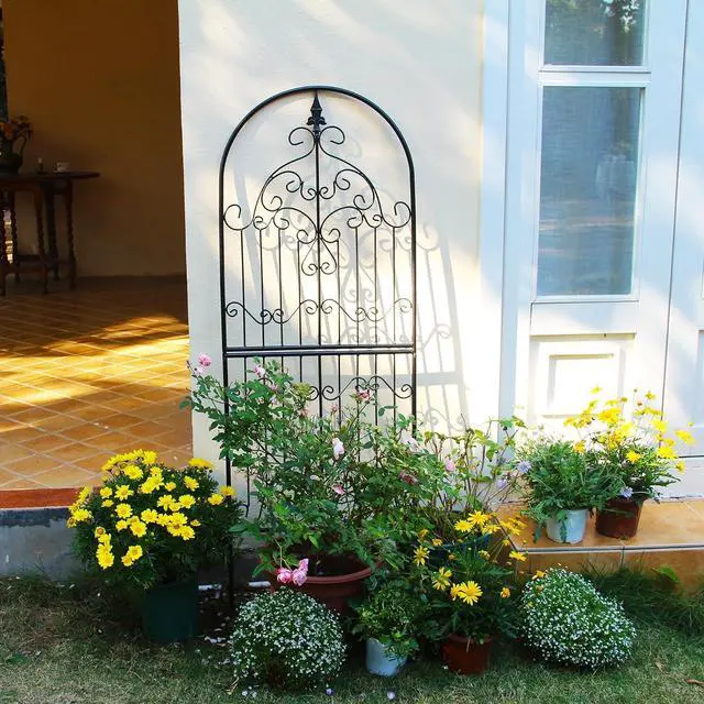 Main image of Garden Trellis for Climbing Plants 59" H x 21.6" W Metal Unique Design Decorative Garden Structure Weather-Resistant Trellises Outdoor Decor Flowers Roses Vine Ivy Clematis