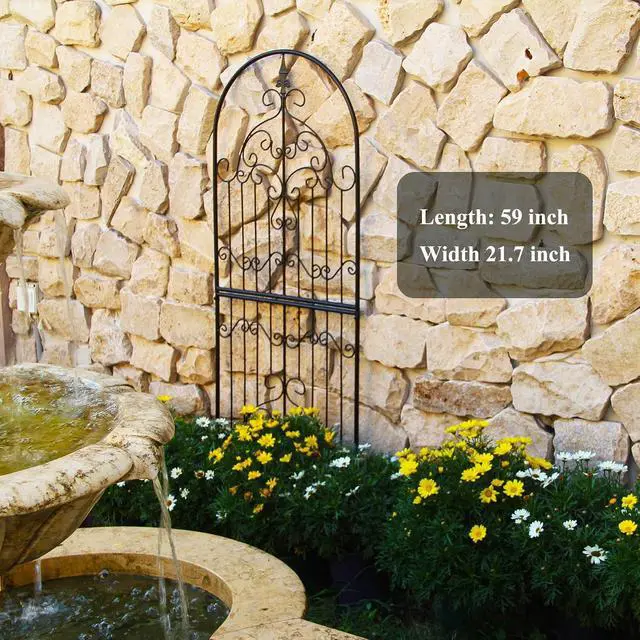 Alt view image 4 of 7 - Garden Trellis for Climbing Plants 59" H x 21.6" W Metal Unique Design Decorative Garden Structure Weather-Resistant Trellises Outdoor Decor Flowers Roses Vine Ivy Clematis