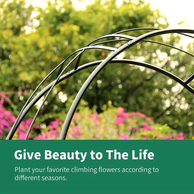 Alt view image 5 of 7 - Metal Garden Arbor Wedding Arch 95.3" H x 45" W, Heavy Duty Rustproof Iron Pergola Trellis for Climbing Plants Outdoor Garden Patio Pathway Lawn Ceremony Party Decoration