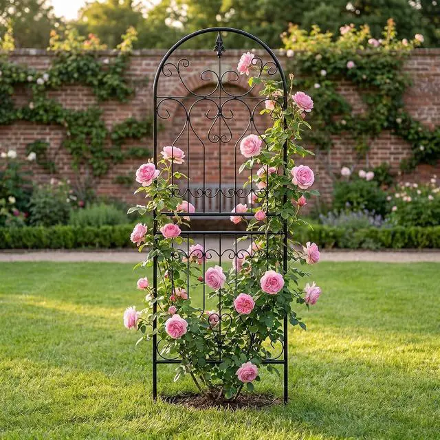 Main image of Trellis for Climbing Plants 70.8" H x 24.5" W Metal Premium Quality Material Rust-Resistant Climbing Frame Stylish Garden Addition Outdoor Roses Vine Ivy Clematis Trellises Black 1 Pack
