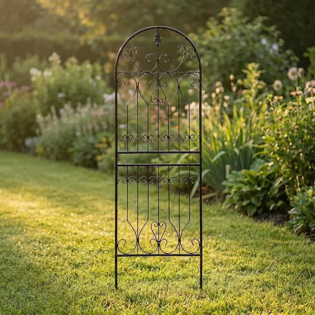 Alt view image 5 of 7 - Trellis for Climbing Plants 70.8" H x 24.5" W Metal Premium Quality Material Rust-Resistant Climbing Frame Stylish Garden Addition Outdoor Roses Vine Ivy Clematis Trellises Black 1 Pack