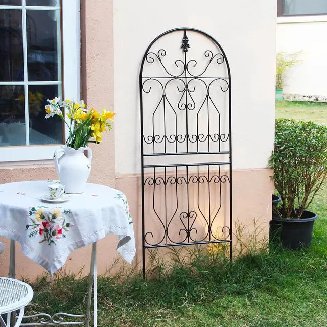 Alt view image 5 of 7 - Trellis for Climbing Plants 59" H x 22" W Metal Unique Design Decorative Garden Structure Weather-Resistant Trellises Outdoor Decor Flowers Roses Vine Ivy Clematis 1 Pack