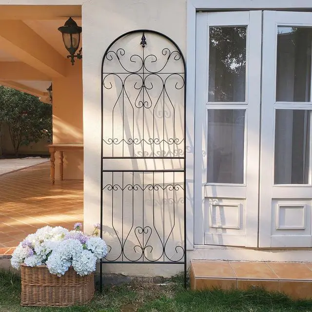 Main image of Metal Trellis 82.7" H x 26.7" W Tall Powder-Coated Black Garden Trellis Wrought Iron Heavy Scroll Metal Decoration Lawn Patio for Rose Clematis Ivy Weather Resistant Garden Addition 1 Pack