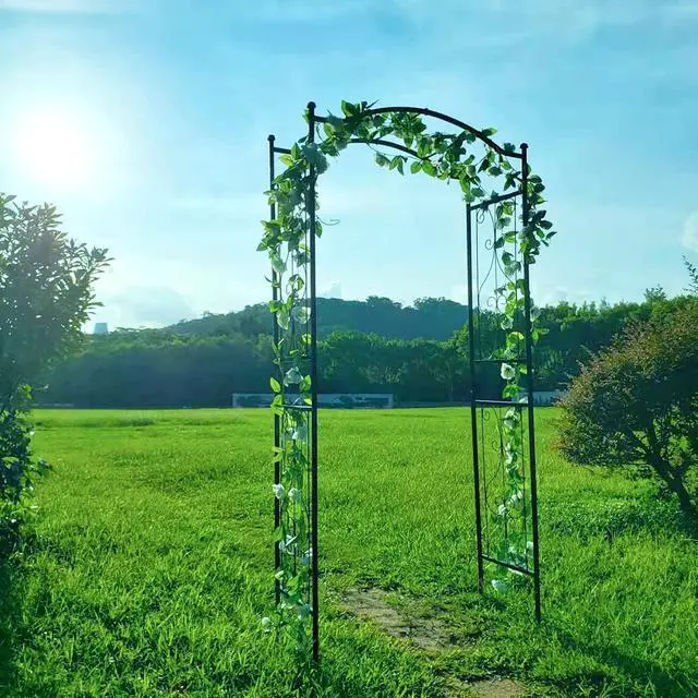 Alt view image 2 of 7 - 92'' H x 44'' W Garden Arch Arbor Trellis for Outdoor, Trellis Plants Support with Metal Durable Iron Use for Climbing Plants w/Decorative Wire Lattice - Black