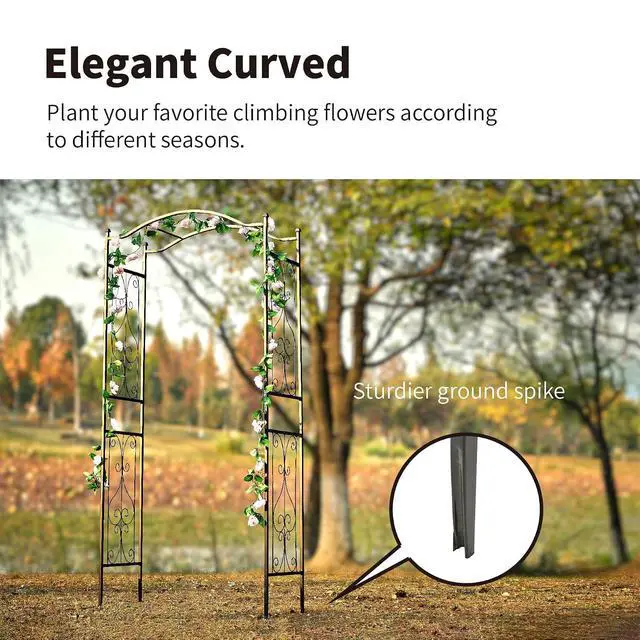 Alt view image 5 of 7 - 92'' H x 44'' W Garden Arch Arbor Trellis for Outdoor, Trellis Plants Support with Metal Durable Iron Use for Climbing Plants w/Decorative Wire Lattice - Black