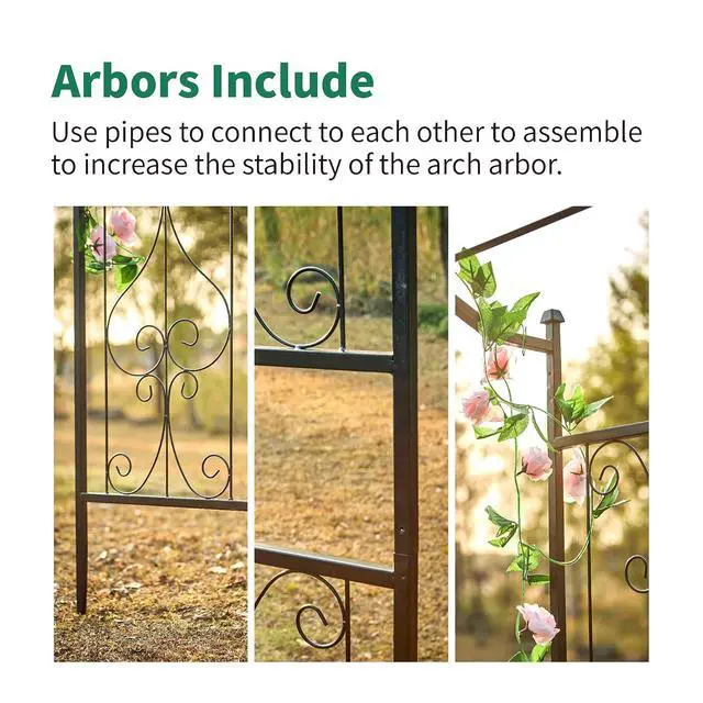 Alt view image 7 of 7 - 92'' H x 44'' W Garden Arch Arbor Trellis for Outdoor, Trellis Plants Support with Metal Durable Iron Use for Climbing Plants w/Decorative Wire Lattice - Black