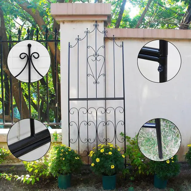 Alt view image 3 of 7 - Metal Trellis 86.6" H x 29.5" W Powder-Coated Black Attractive Plant Support Garden Trellis Stylish Garden Addition Lattice Outdoor Yard Décor Roses Vine Ivy Clematis Trellises Black