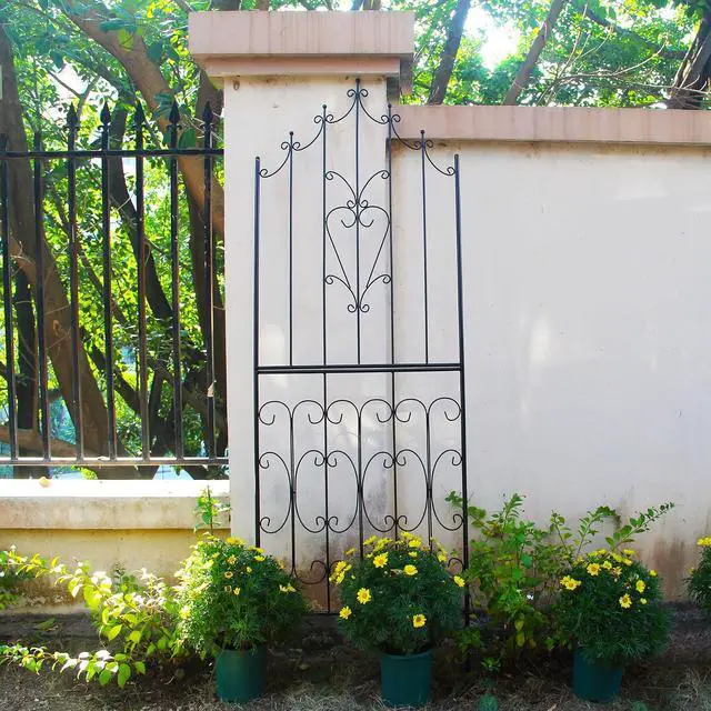 Alt view image 5 of 7 - Metal Trellis 86.6" H x 29.5" W Powder-Coated Black Attractive Plant Support Garden Trellis Stylish Garden Addition Lattice Outdoor Yard Décor Roses Vine Ivy Clematis Trellises Black