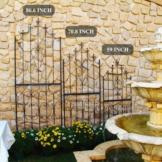 Alt view image 7 of 7 - Metal Trellis 86.6" H x 29.5" W Powder-Coated Black Attractive Plant Support Garden Trellis Stylish Garden Addition Lattice Outdoor Yard Décor Roses Vine Ivy Clematis Trellises Black