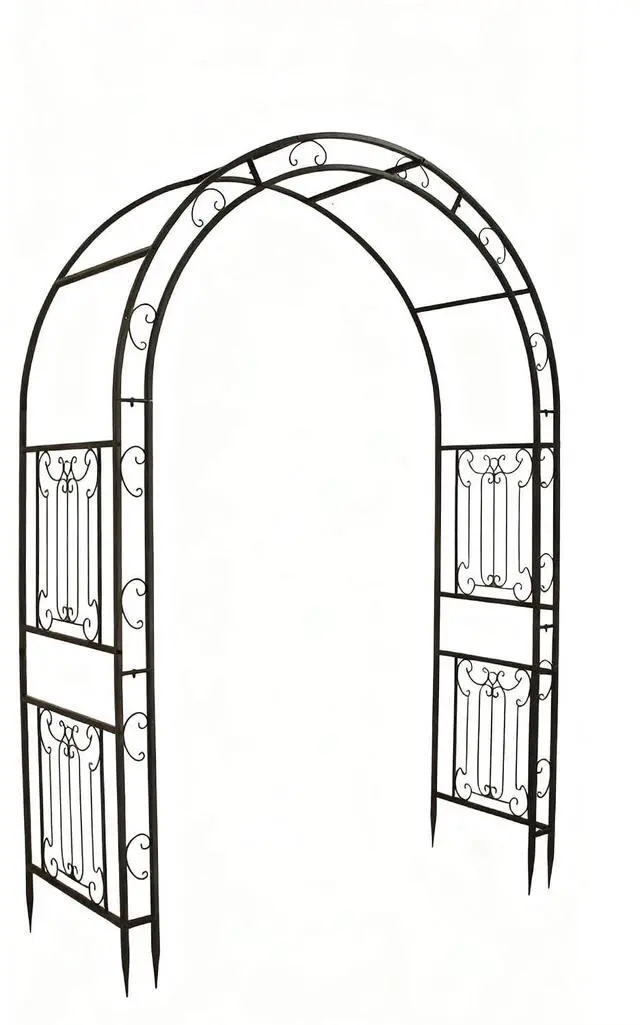 Main image of Decorative Metal Garden Arch with Scrollwork 94.5" H x 64.9" W Rustproof Iron Arbor for Climbing Plants, Perfect for Weddings, Patio, Lawn, and Garden Decor