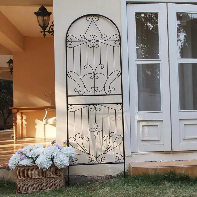 Main image of Metal Trellis 82.7" H x 26.7" W Powder-Coated Black Attractive Plant Support Garden Trellis Stylish Garden Addition Lattice Outdoor Yard Décor Roses Vine Ivy Clematis Trellises Black 1 Pack