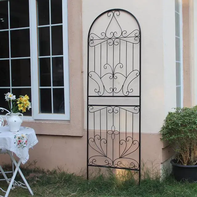 Alt view image 2 of 7 - Metal Trellis 82.7" H x 26.7" W Powder-Coated Black Attractive Plant Support Garden Trellis Stylish Garden Addition Lattice Outdoor Yard Décor Roses Vine Ivy Clematis Trellises Black 1 Pack