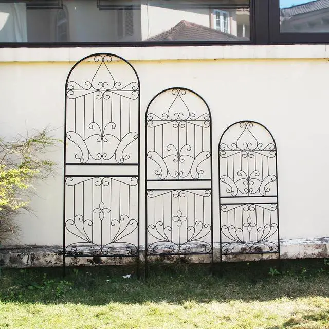 Alt view image 7 of 7 - Metal Trellis 82.7" H x 26.7" W Powder-Coated Black Attractive Plant Support Garden Trellis Stylish Garden Addition Lattice Outdoor Yard Décor Roses Vine Ivy Clematis Trellises Black 1 Pack