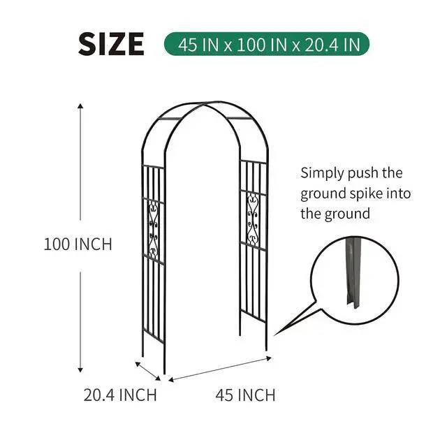 Alt view image 5 of 7 - Metal Pergola Arbor, 100" H x 45" W Garden Arch Archway for Wedding Ceremony Party Curved Iron Plants Trellis Stand Use for Outdoor Garden Climbing Plants
