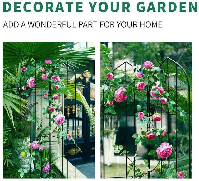 Alt view image 4 of 7 - 2 Pack Garden Trellis for Vines and Climbing Plants Outdoor, Iron Wire Lattices Grid Panels for Potted Climbing Pergola Cucumber Tomato Rose Vegetable Flower Plant Trellises