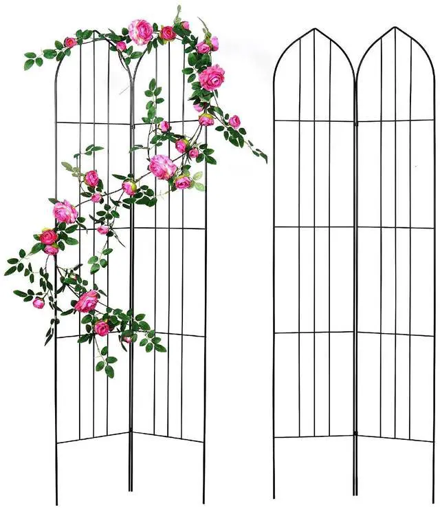 Main image of 2 Pack Garden Trellis for Vines and Climbing Plants Outdoor, Iron Wire Lattices Grid Panels for Potted Climbing Pergola Cucumber Tomato Rose Vegetable Flower Plant Trellises