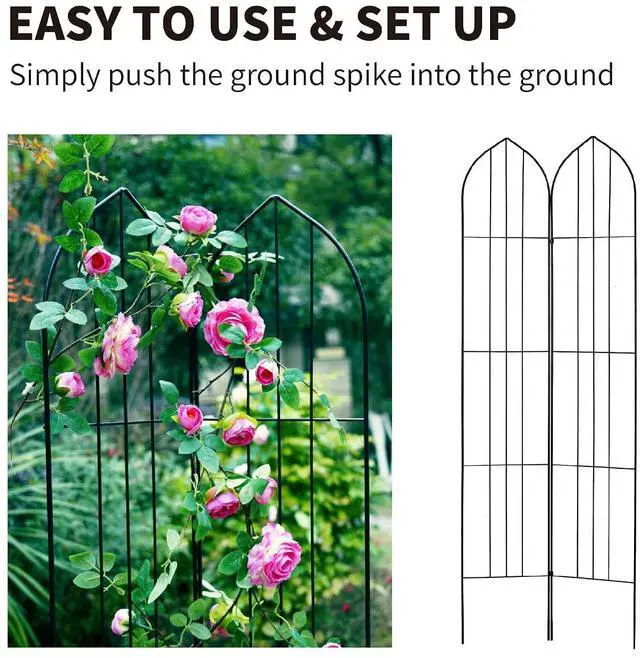 Alt view image 7 of 7 - 2 Pack Garden Trellis for Vines and Climbing Plants Outdoor, Iron Wire Lattices Grid Panels for Potted Climbing Pergola Cucumber Tomato Rose Vegetable Flower Plant Trellises
