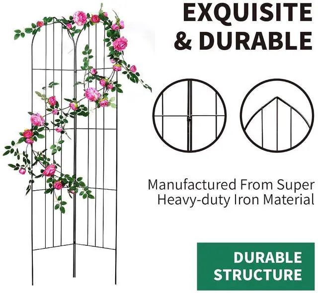 Alt view image 5 of 7 - 2 Pack Garden Trellis for Vines and Climbing Plants Outdoor, Iron Wire Lattices Grid Panels for Potted Climbing Pergola Cucumber Tomato Rose Vegetable Flower Plant Trellises