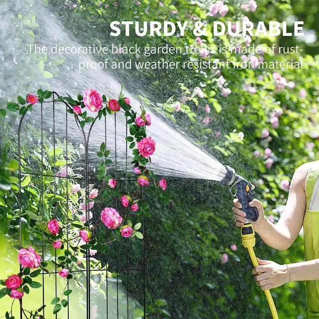 Alt view image 2 of 7 - 2 Pack Garden Trellis for Vines and Climbing Plants Outdoor, Iron Wire Lattices Grid Panels for Potted Climbing Pergola Cucumber Tomato Rose Vegetable Flower Plant Trellises