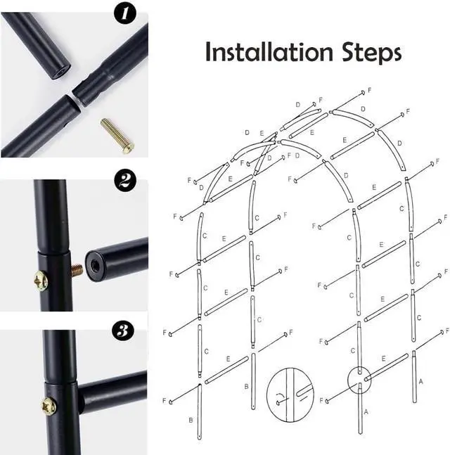 Alt view image 3 of 7 - Elegant Pergola Arbor Garden Arch Trellis 55" W x 94.5" H, 16mm Metal Tubes & 0.4mm Thickened Wall Construction, Weather Resistant, Versatile Use for Outdoor Decoration
