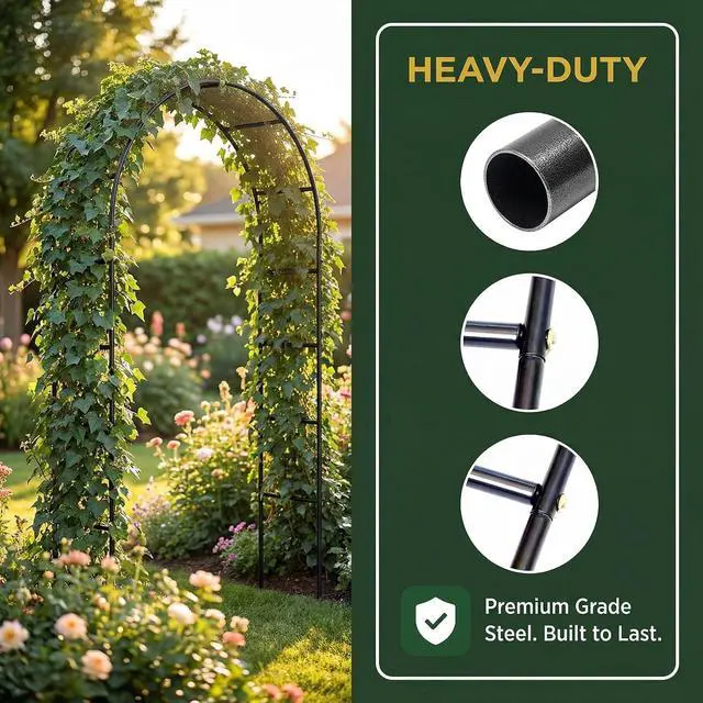 Alt view image 4 of 7 - Elegant Pergola Arbor Garden Arch Trellis 55" W x 94.5" H, 16mm Metal Tubes & 0.4mm Thickened Wall Construction, Weather Resistant, Versatile Use for Outdoor Decoration