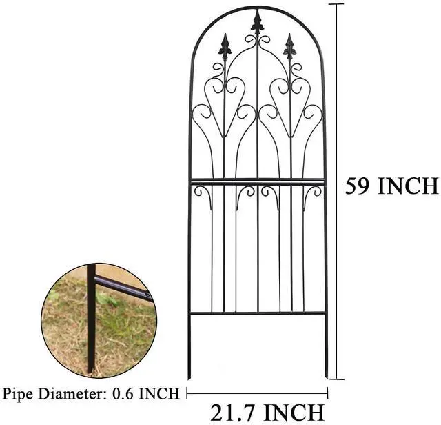Alt view image 7 of 7 - Garden Trellis for Climbing Plants 59" H x 21.7" W Metal Unique Design Decorative Garden Structure Weather-Resistant Lattice Outdoor Decor Flowers Roses Vine Ivy Clematis Black Coating